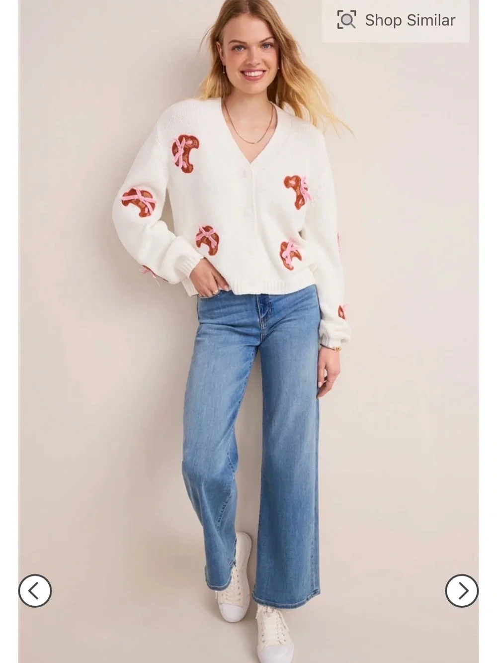 NWT Francesca's Bow & Croissants Cardigan/ Sweater
